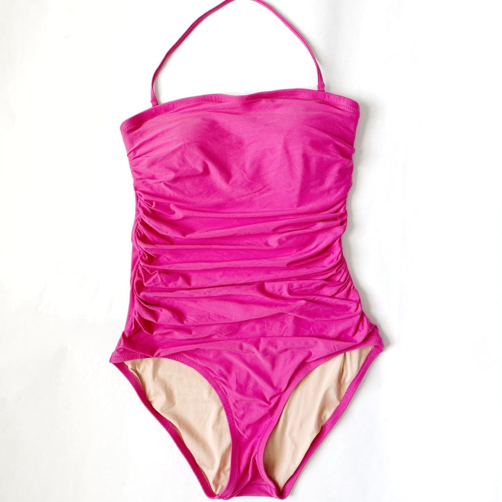 NEW J.CREW Ruched Bandeau One-piece Swimsuit -Size 8